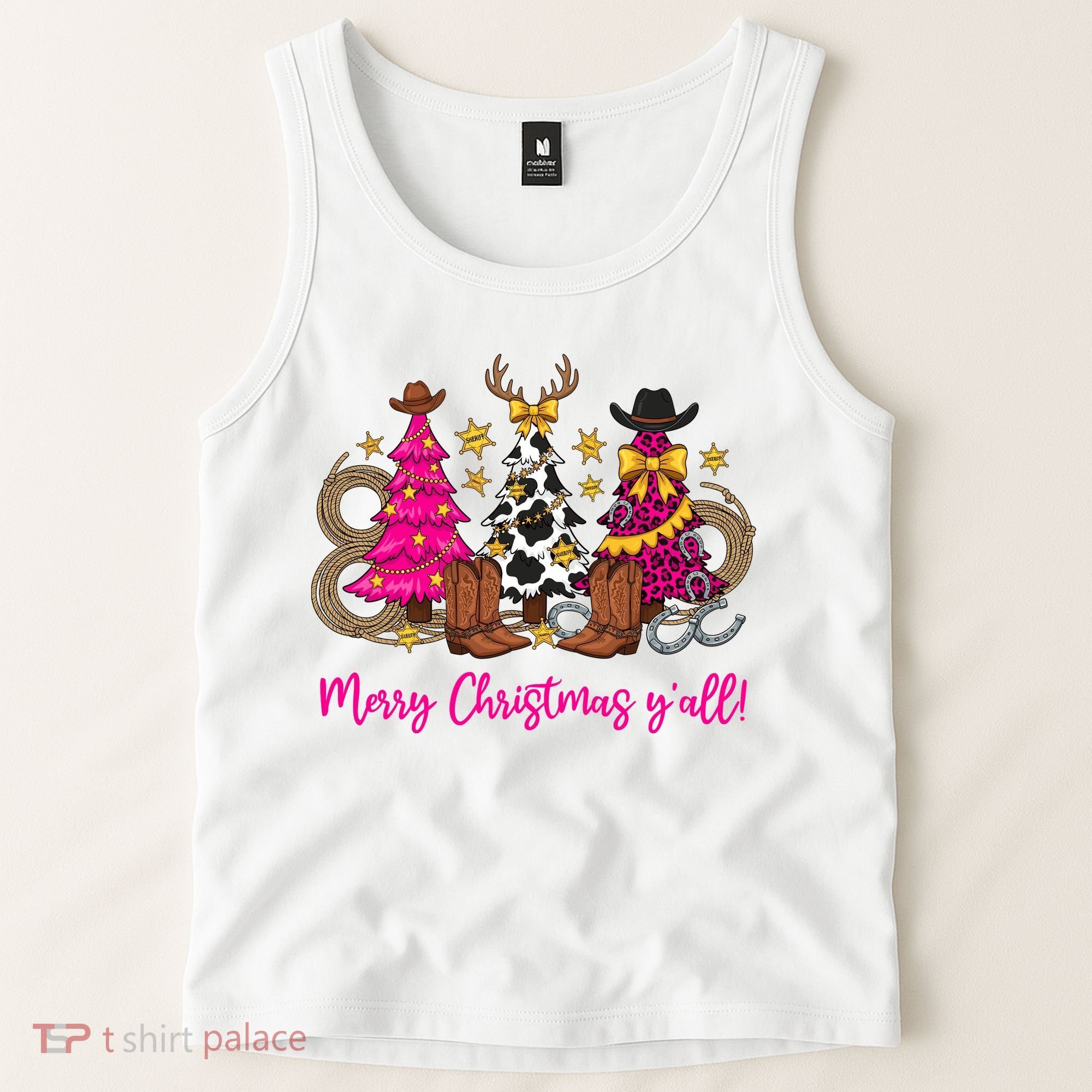 Cowgirl Merry Christmas Y'all Tank Top