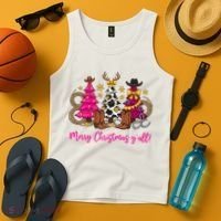 Cowgirl Merry Christmas Y'all Tank Top thumb 4