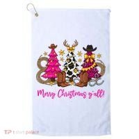 Cowgirl Merry Christmas Y'all Golf Towel thumb 0