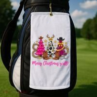 Cowgirl Merry Christmas Y'all Golf Towel thumb 2