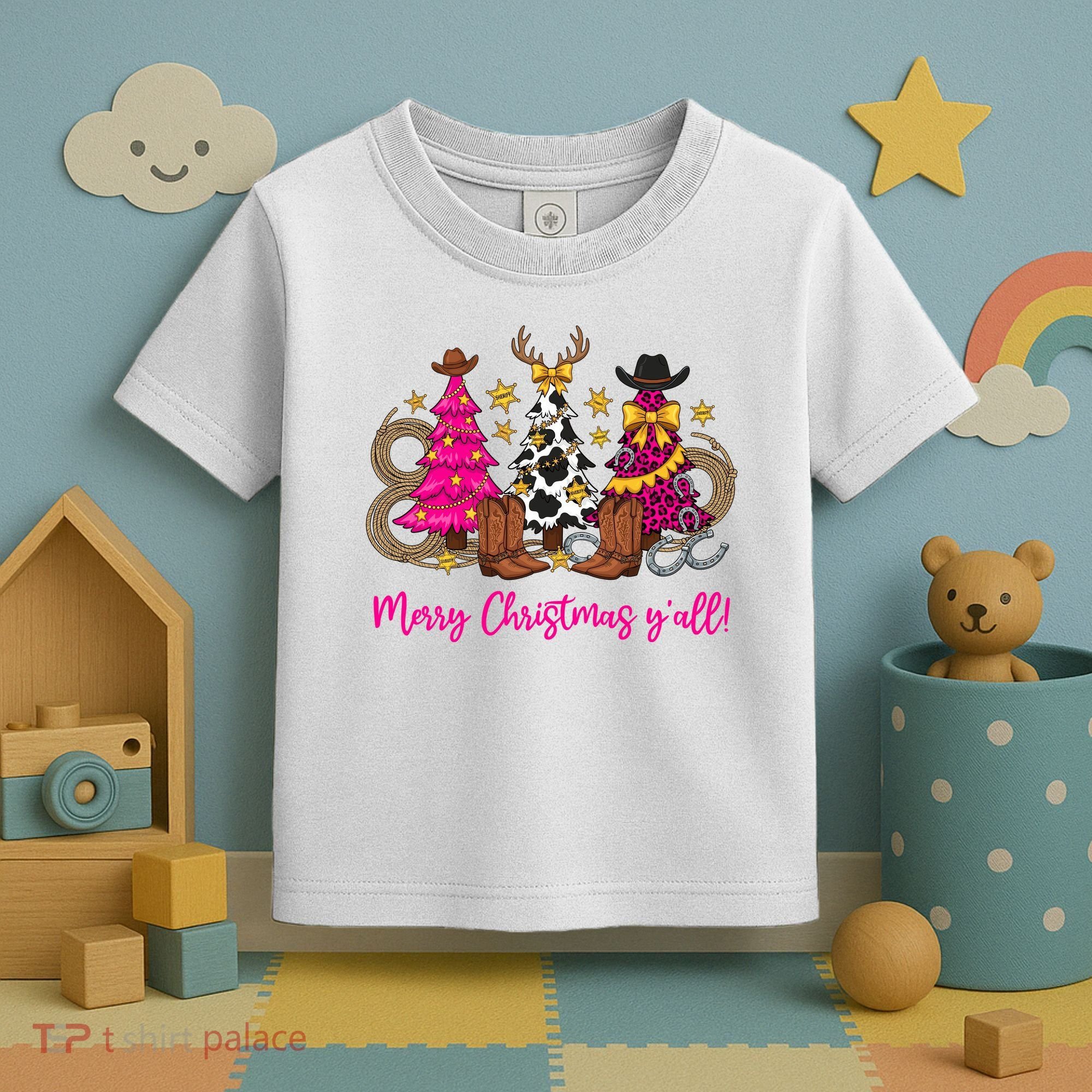 Cowgirl Merry Christmas Y'all Toddler T-Shirt