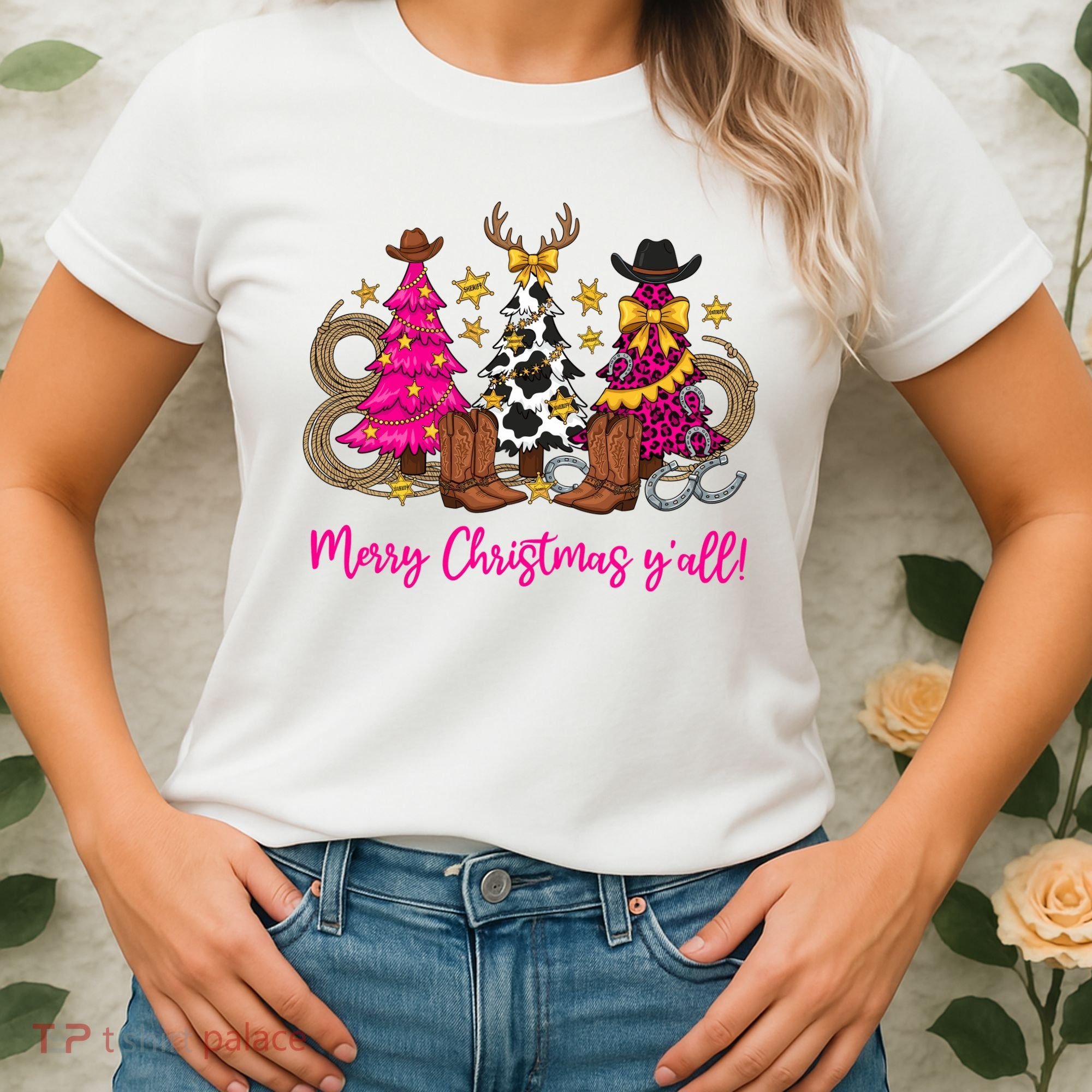 Cowgirl Merry Christmas Y'all Women's T-Shirt