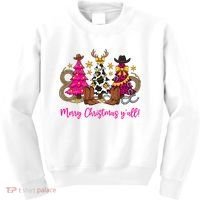Cowgirl Merry Christmas Y'all Kids Sweatshirt thumb 0