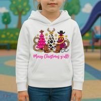 Cowgirl Merry Christmas Y'all Kids Hoodie thumb 3
