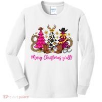Cowgirl Merry Christmas Y'all Kids Long Sleeve Shirt thumb 0