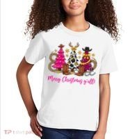 Cowgirl Merry Christmas Y'all Kids T-Shirt thumb 2