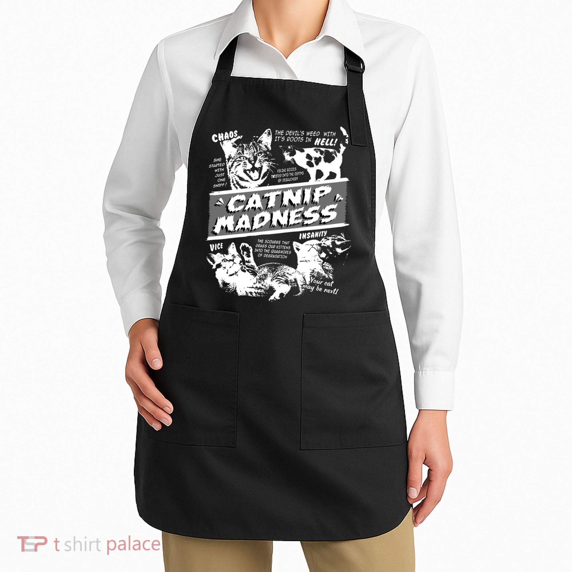 Catnip Madness Cute Kitten Funny Cat Pet Humor Apron