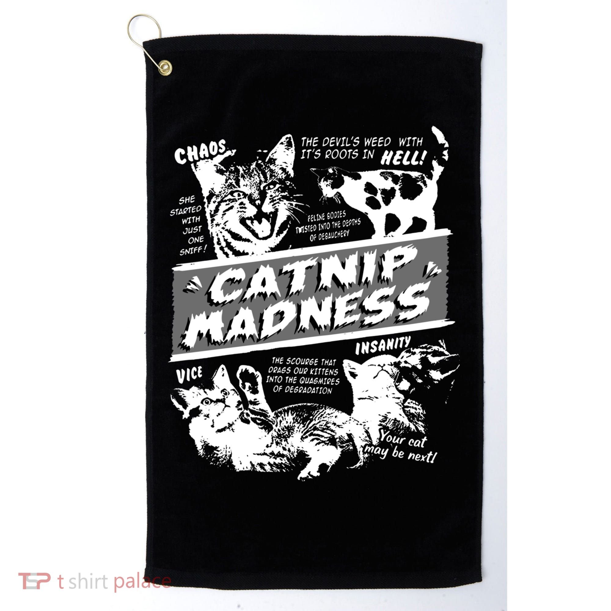 Catnip Madness Cute Kitten Funny Cat Pet Humor Golf Towel