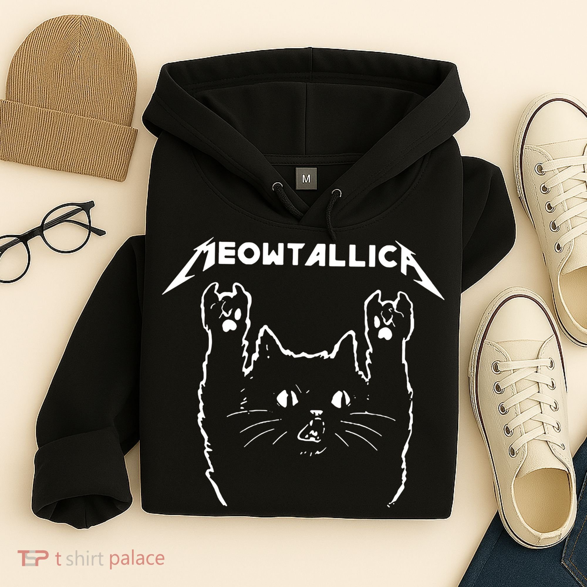 Cat Meowtallica Cat Rock Music Funny Hoodie