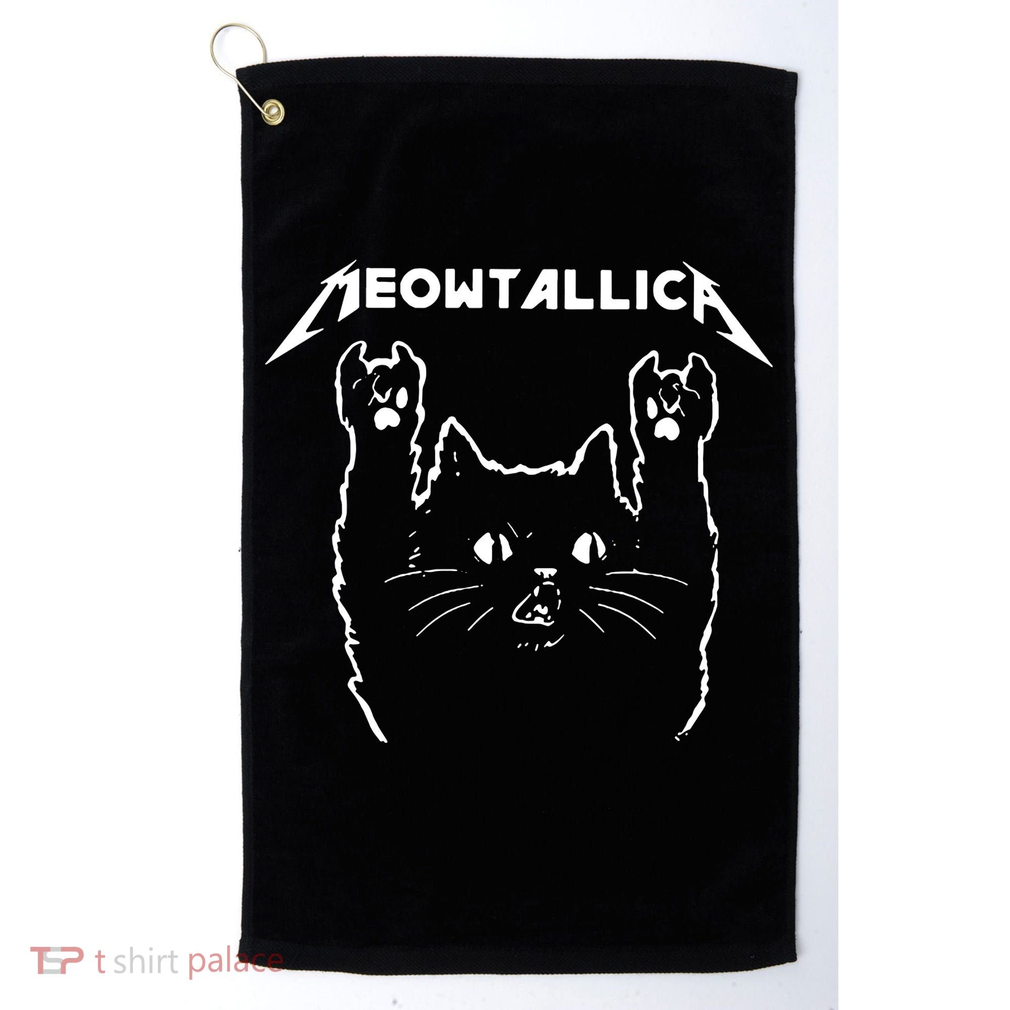 Cat Meowtallica Cat Rock Music Funny Golf Towel