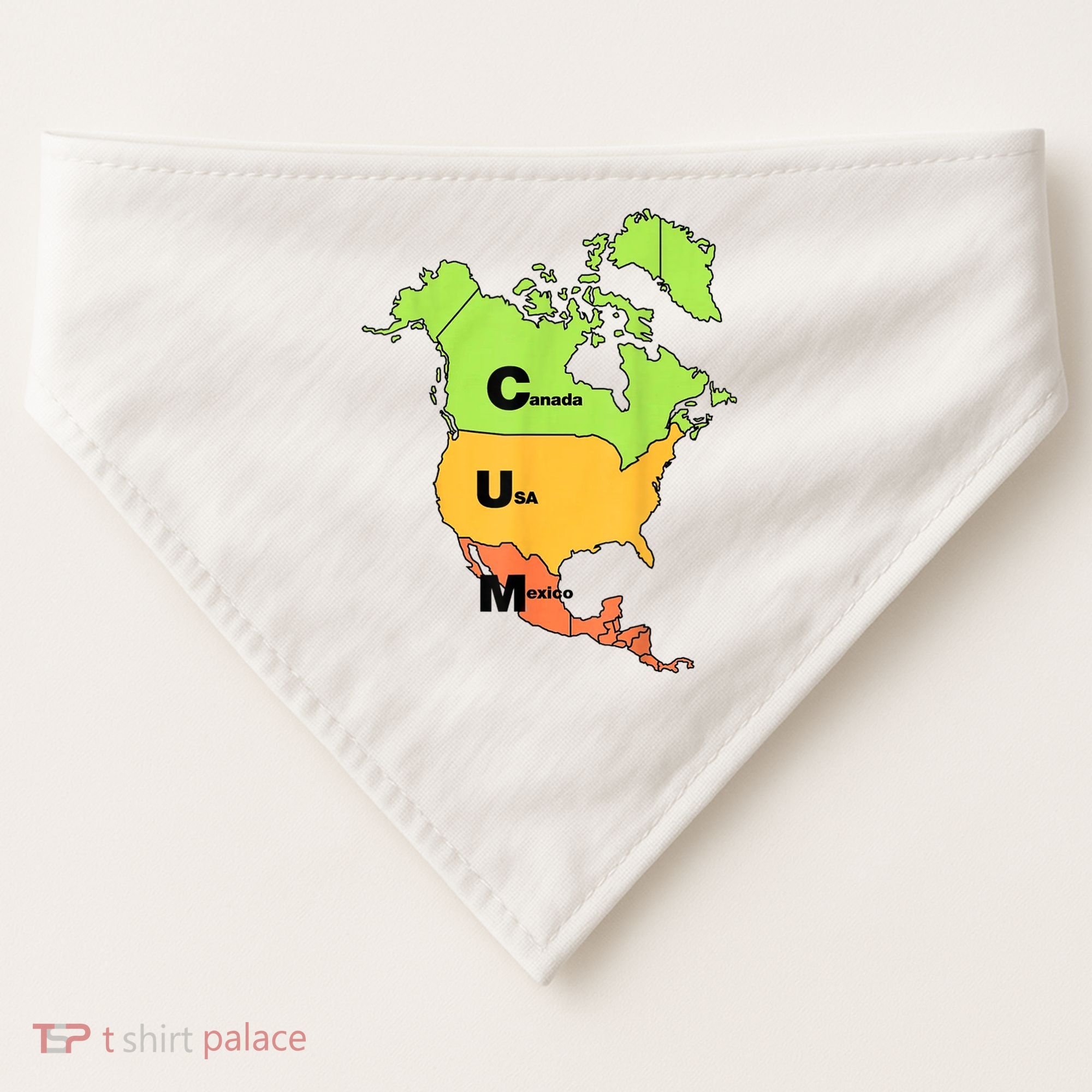 Cum Map Canada Usa And Mexico USA-Made Doggie Bandana