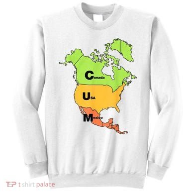 Cum Map Canada Usa And Mexico Sweatshirt