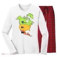 Cum Map Canada Usa And Mexico Women's Long Sleeve Flannel Pajama Set  thumb 0