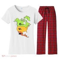 Cum Map Canada Usa And Mexico Women's Flannel Pajama Set thumb 0