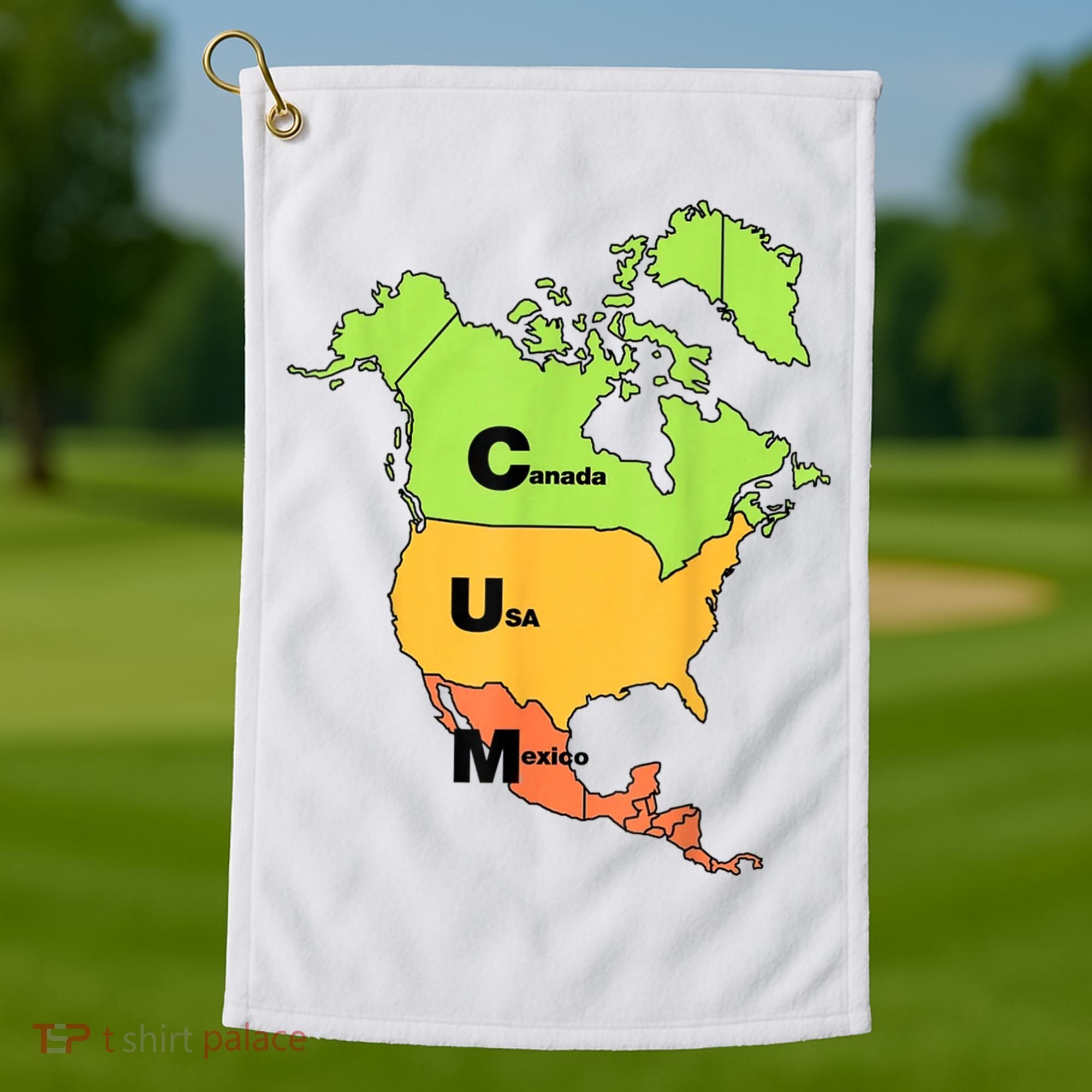Cum Map Canada Usa And Mexico Golf Towel