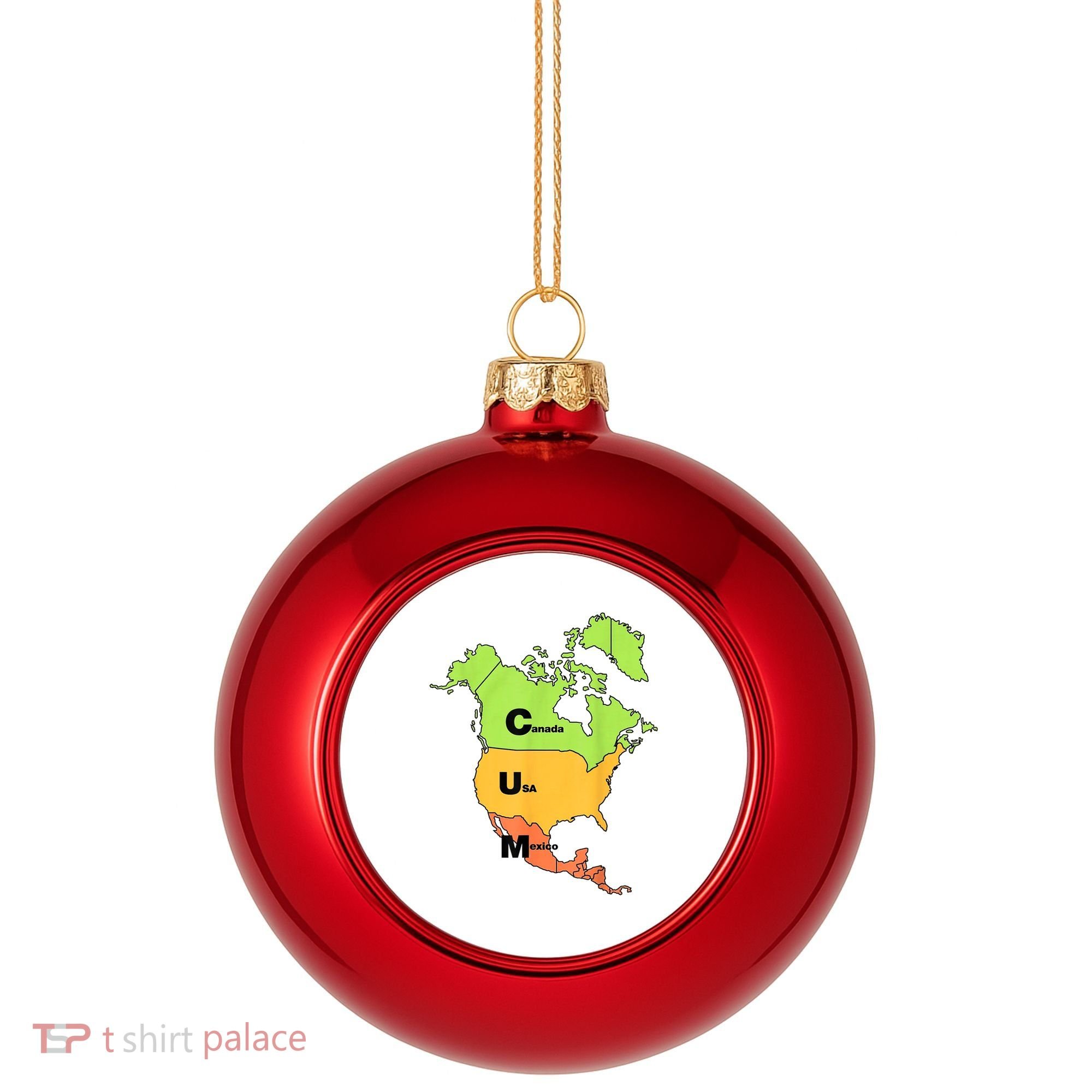 Cum Map Canada Usa And Mexico Plastic Christmas Ball Ornament