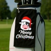 Cow Mooey Christmas Santa For Cow Lovers Golf Towel thumb 2