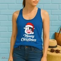 Cow Mooey Christmas Santa For Cow Lovers Women's Tank Top thumb 2