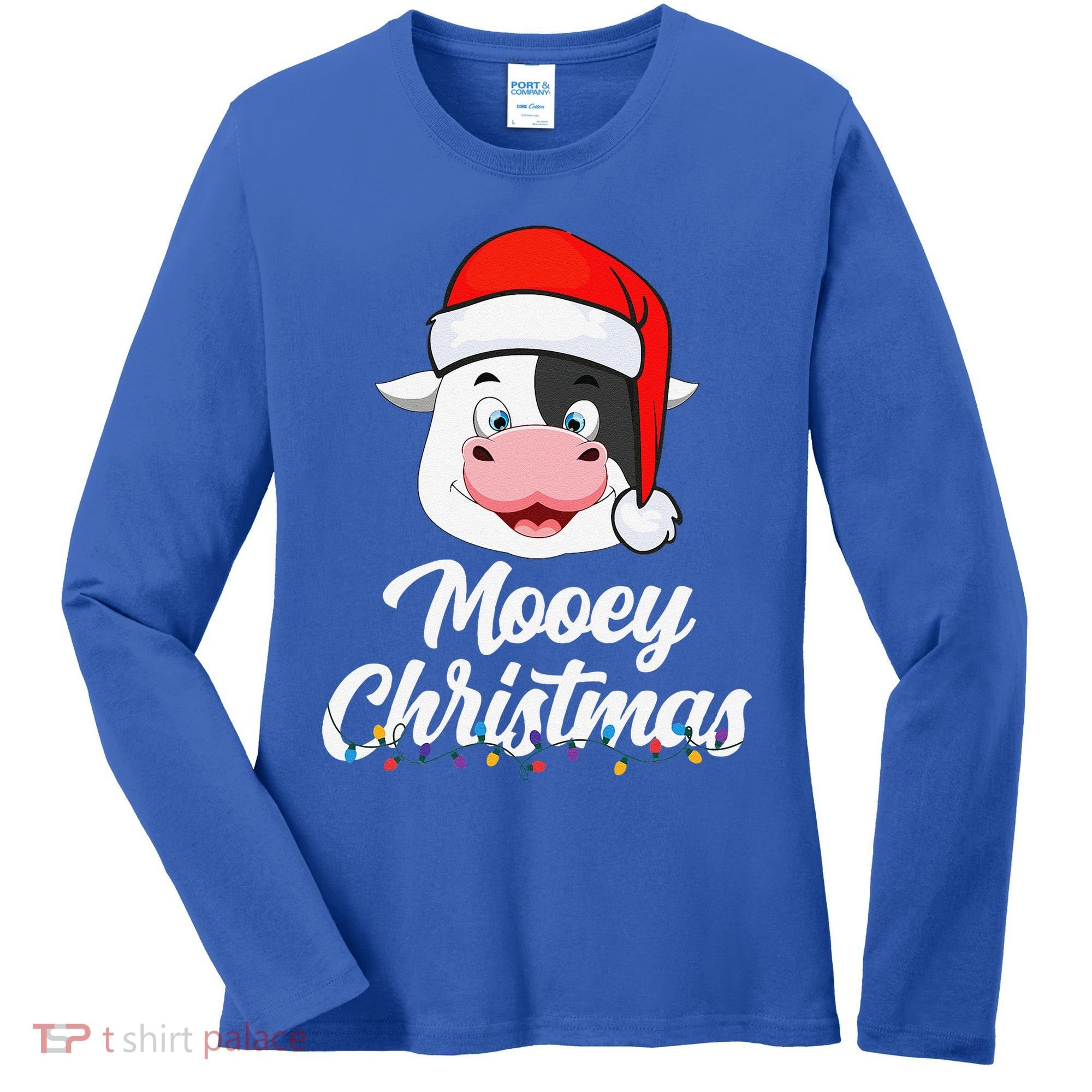 Cow Mooey Christmas Santa For Cow Lovers Women's Long Sleeve Shirt
