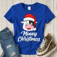 Cow Mooey Christmas Santa For Cow Lovers Women's T-Shirt thumb 3
