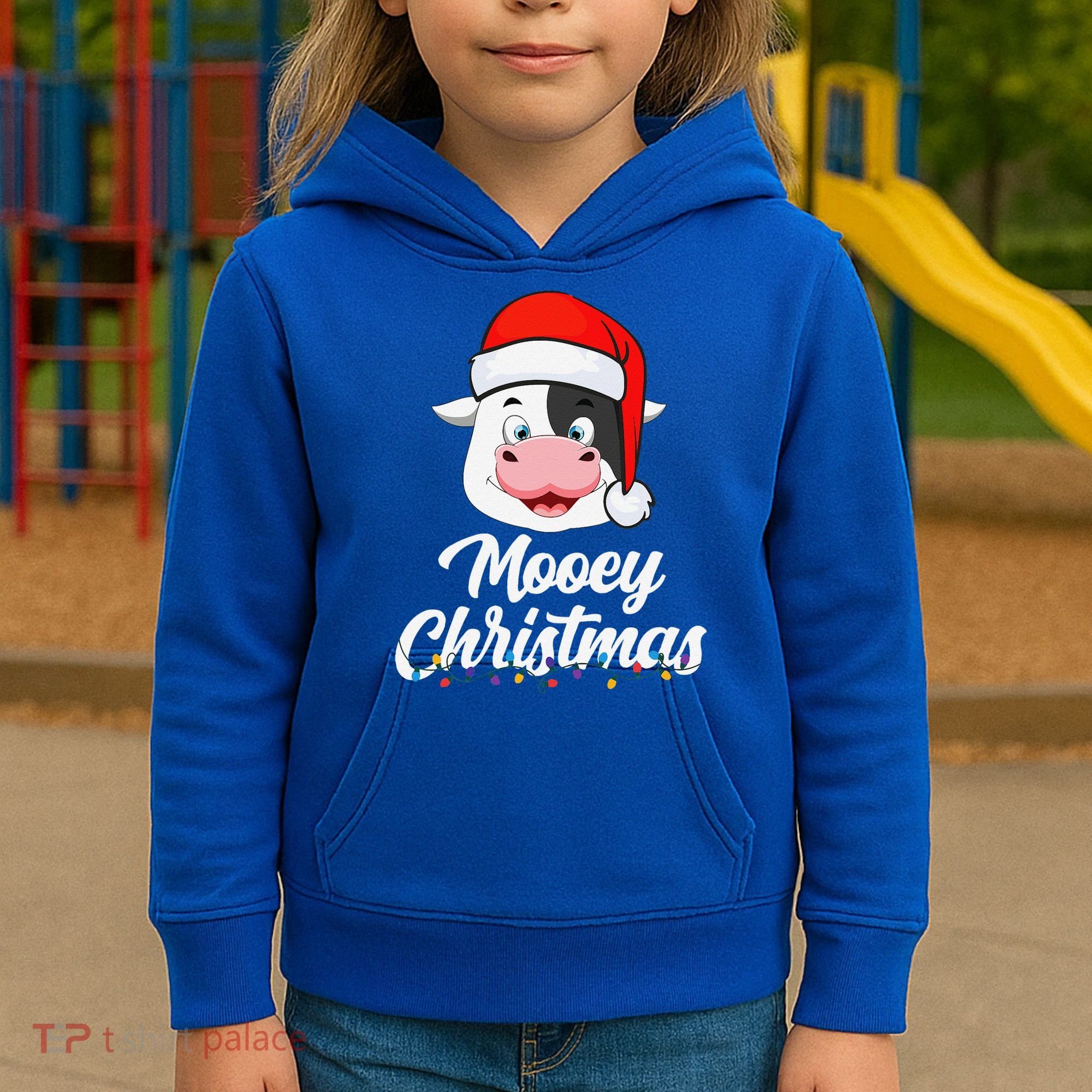 Cow Mooey Christmas Santa For Cow Lovers Kids Hoodie