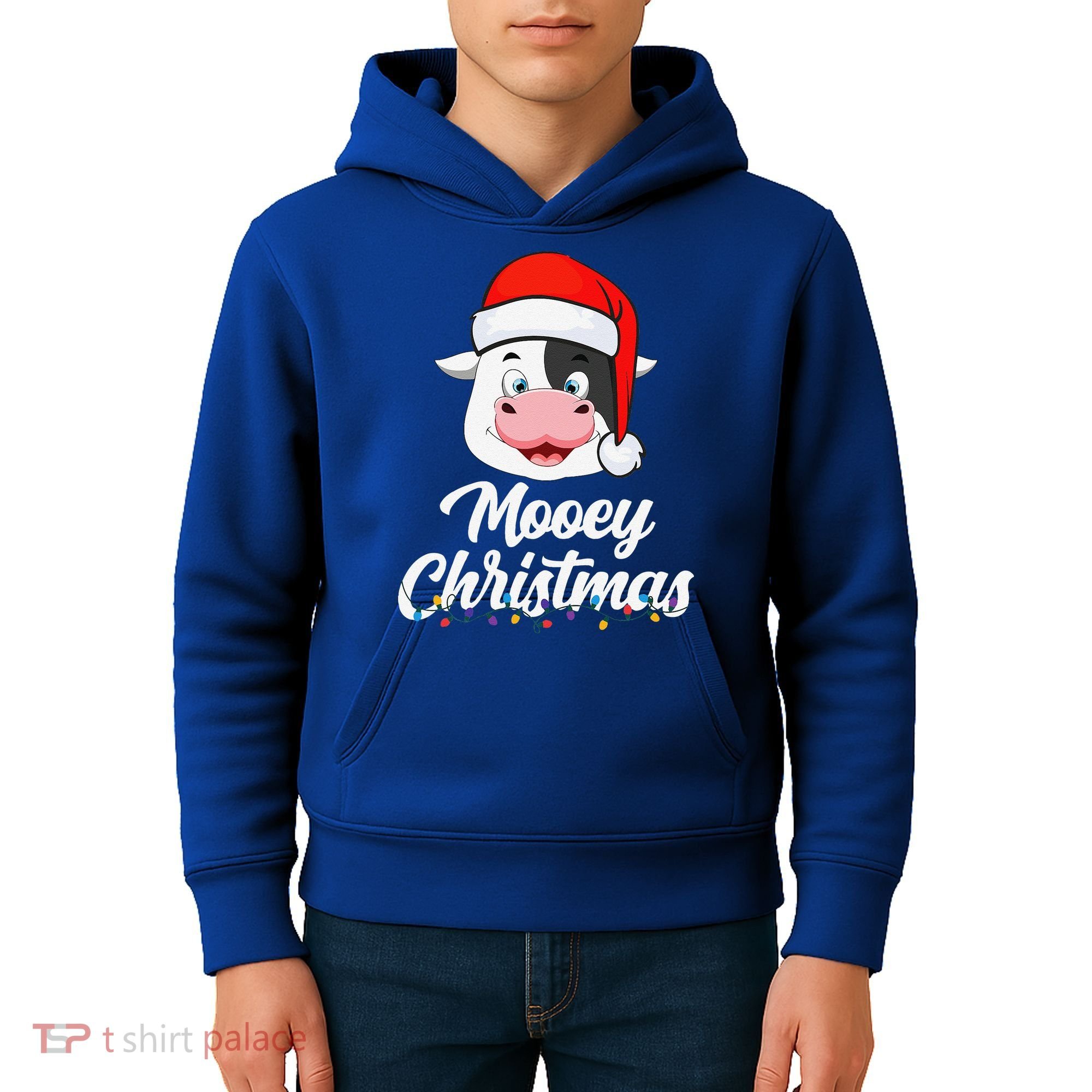 Cow Mooey Christmas Santa For Cow Lovers Kids Hoodie
