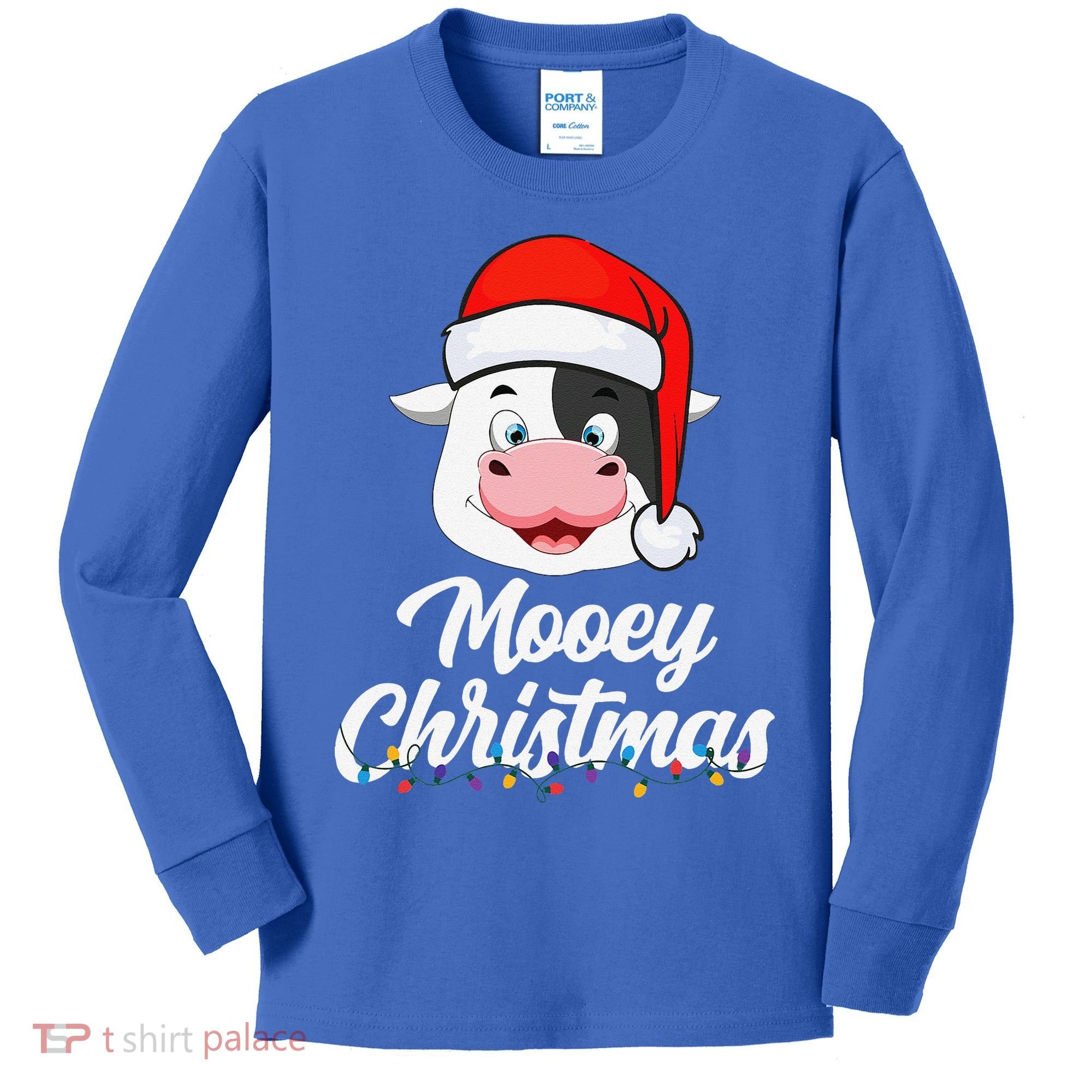 Cow Mooey Christmas Santa For Cow Lovers Kids Long Sleeve Shirt
