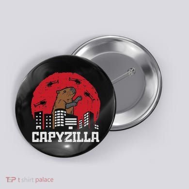 Capybara Monster Capyzilla Funny Capy Rodent Women Button