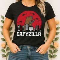 Capybara Monster Capyzilla Funny Capy Rodent Women Women's T-Shirt thumb 2