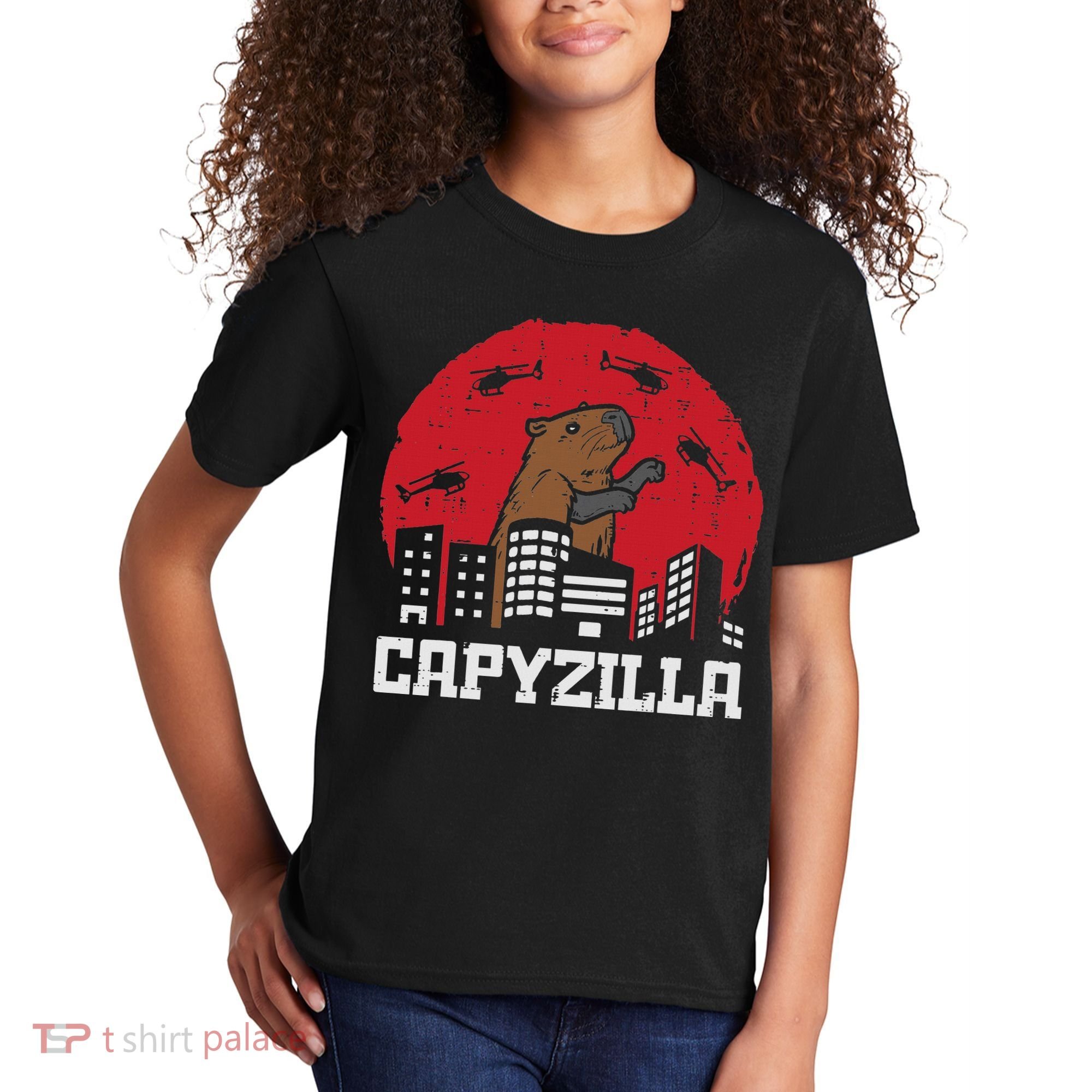 Capybara Monster Capyzilla Funny Capy Rodent Women Kids T-Shirt