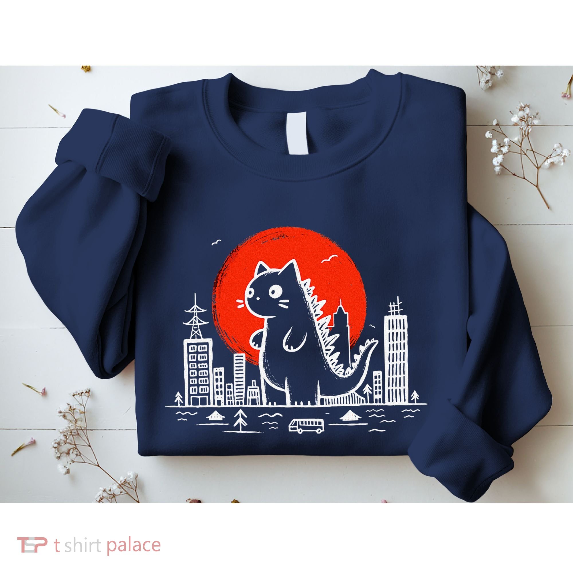 Catzilla Monster Cat Memes Retro Japan Kawaii Kaiju Sweatshirt