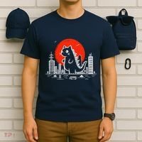 Catzilla Monster Cat Memes Retro Japan Kawaii Kaiju T-Shirt thumb 6