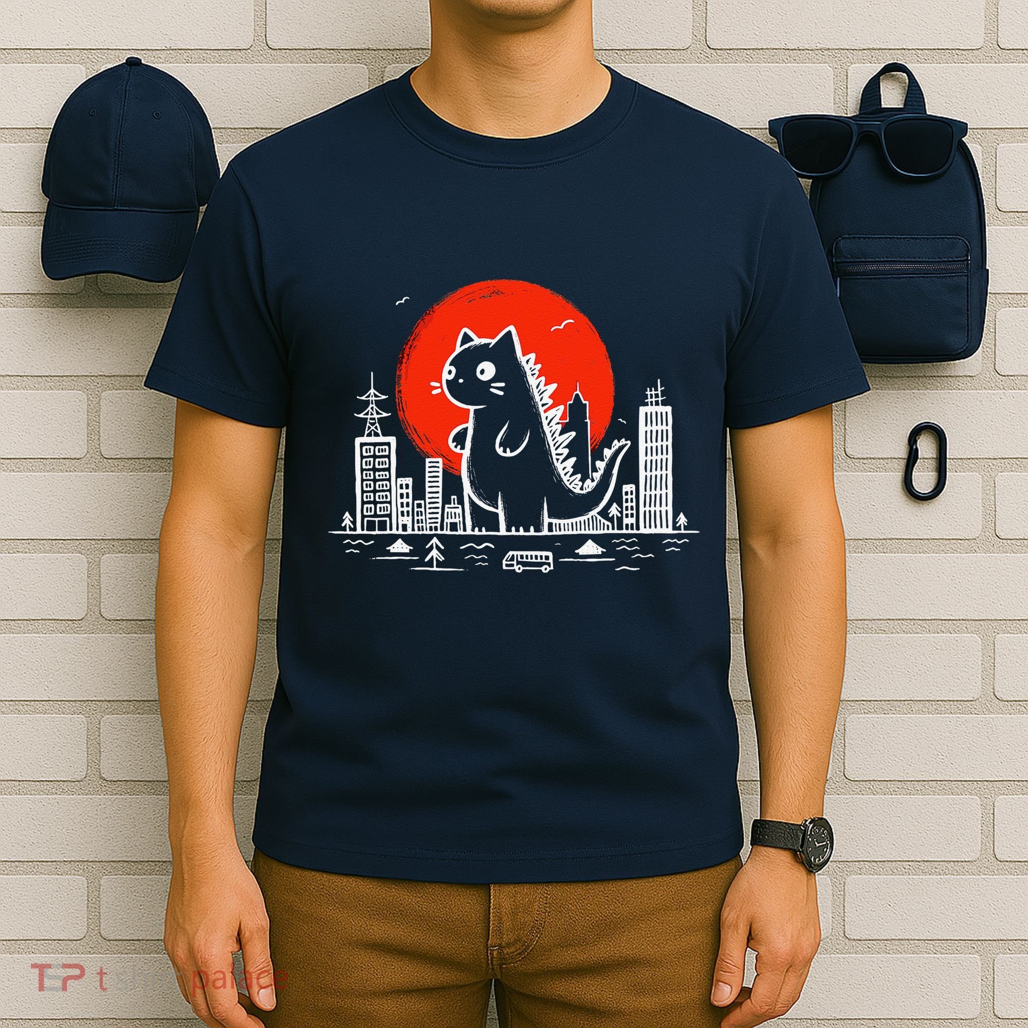 Catzilla Monster Cat Memes Retro Japan Kawaii Kaiju T-Shirt
