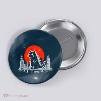 Catzilla Monster Cat Memes Retro Japan Kawaii Kaiju Button thumb 0