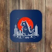 Catzilla Monster Cat Memes Retro Japan Kawaii Kaiju Coaster thumb 0
