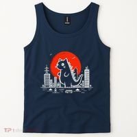 Catzilla Monster Cat Memes Retro Japan Kawaii Kaiju Tank Top thumb 2