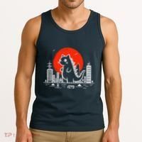 Catzilla Monster Cat Memes Retro Japan Kawaii Kaiju Tank Top thumb 3