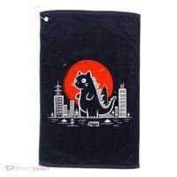Catzilla Monster Cat Memes Retro Japan Kawaii Kaiju Golf Towel thumb 0