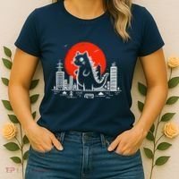 Catzilla Monster Cat Memes Retro Japan Kawaii Kaiju Women's T-Shirt thumb 2