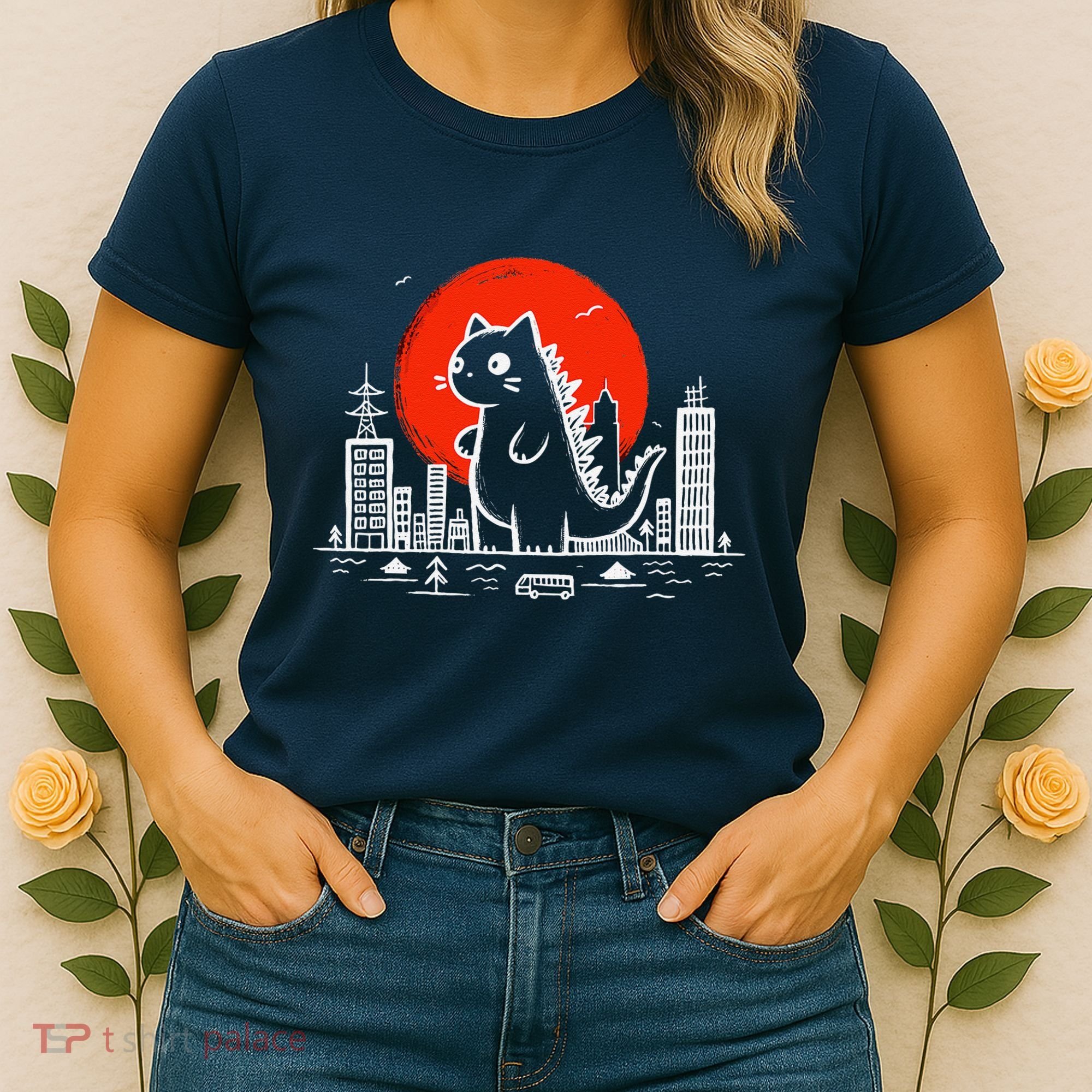 Catzilla Monster Cat Memes Retro Japan Kawaii Kaiju Women's T-Shirt