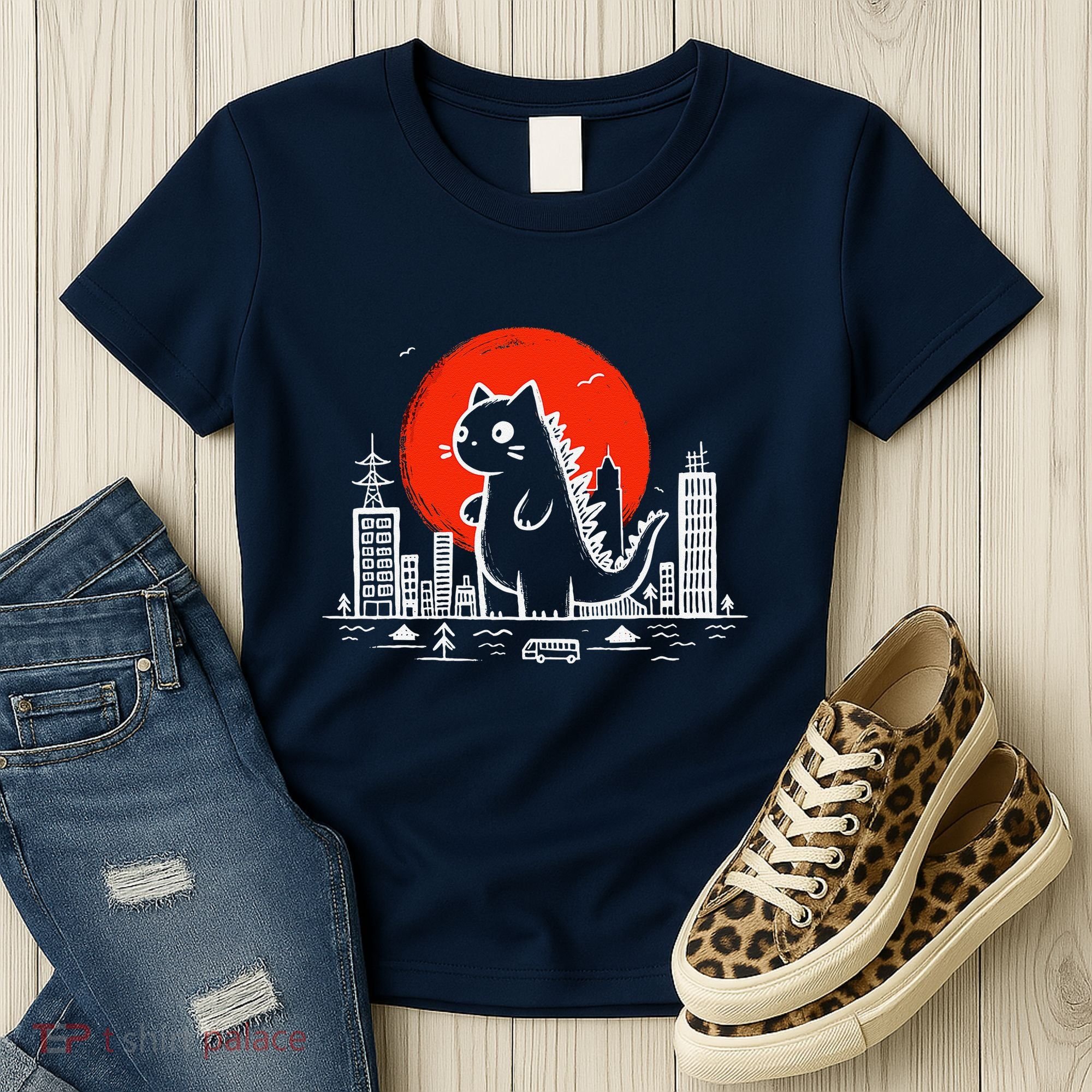 Catzilla Monster Cat Memes Retro Japan Kawaii Kaiju Women's T-Shirt