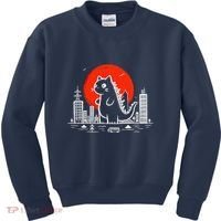 Catzilla Monster Cat Memes Retro Japan Kawaii Kaiju Kids Sweatshirt thumb 0