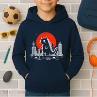 Catzilla Monster Cat Memes Retro Japan Kawaii Kaiju Kids Hoodie thumb 2