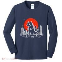 Catzilla Monster Cat Memes Retro Japan Kawaii Kaiju Kids Long Sleeve Shirt thumb 0