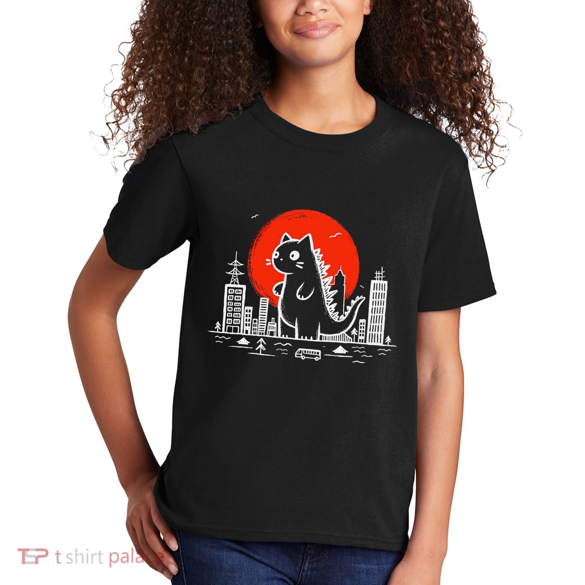 Catzilla Monster Cat Memes Retro Japan Kawaii Kaiju Kids T-Shirt
