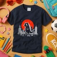 Catzilla Monster Cat Memes Retro Japan Kawaii Kaiju Kids T-Shirt thumb 3