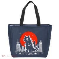 Catzilla Monster Cat Memes Retro Japan Kawaii Kaiju Tote Bag thumb 0