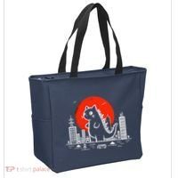 Catzilla Monster Cat Memes Retro Japan Kawaii Kaiju Tote Bag thumb 2