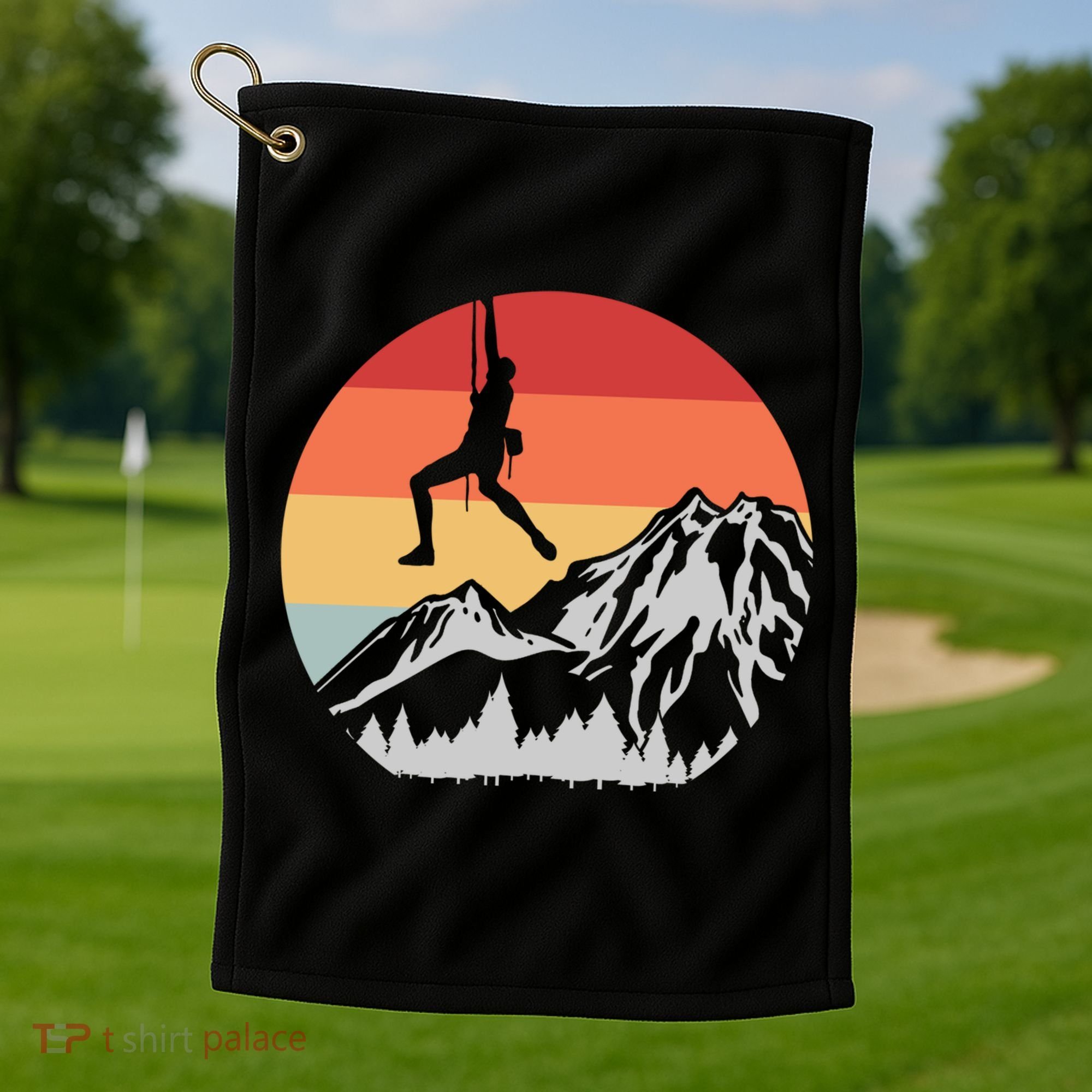 Climbing Mountain Climber Hiking Climb Funny Gift Golf Towel