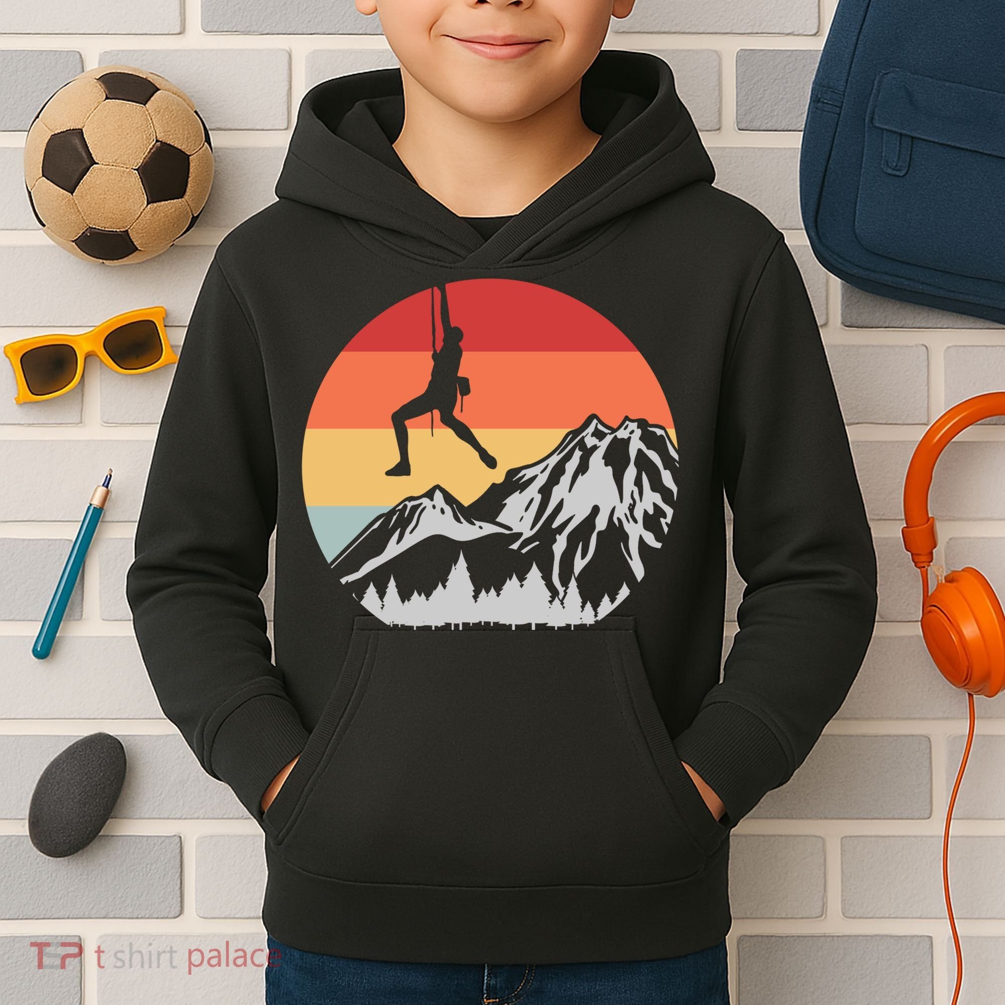Climbing Mountain Climber Hiking Climb Funny Gift Kids Hoodie